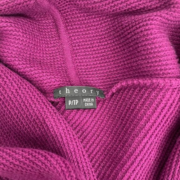 Theory Nisa Purple Cotton Cashmere Blend Open Front Ribbed Cardigan Womens XS - Picture 5 of 8